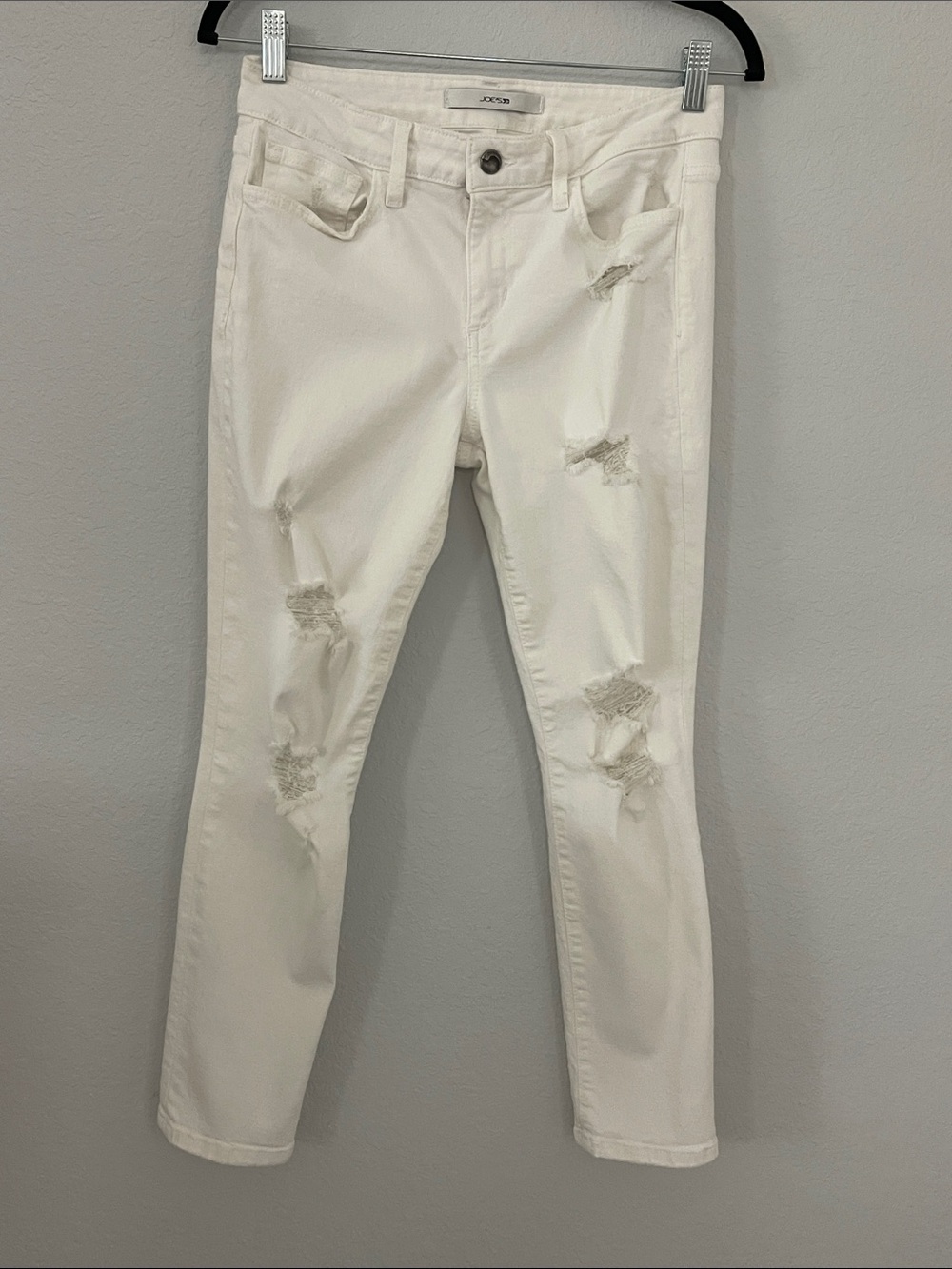Joe's Jeans White Distressed Janel  Ankle‎ 5-Pocket Skinny Jeans